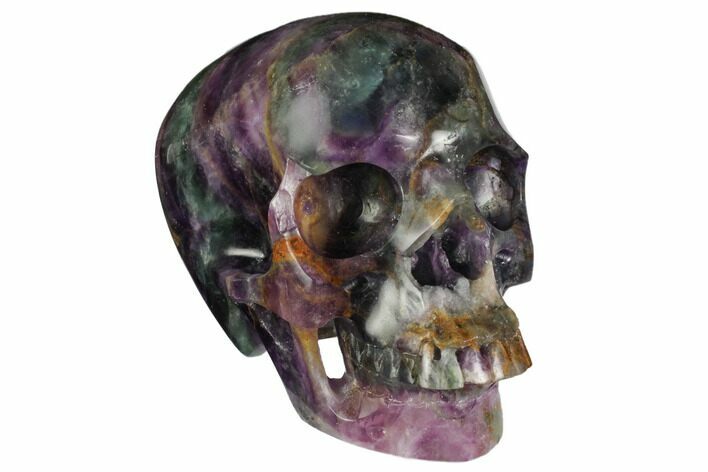 Realistic, Carved Rainbow Fluorite Skull - Fluorescent! #150862